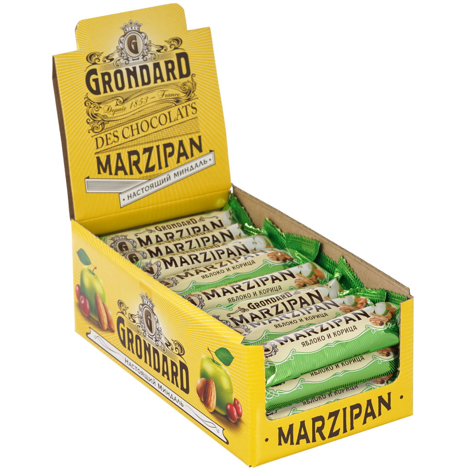  TM Grondard     (9388) Батончики глазированные Марципановые Яблоко-Корица, (24шт по 50г)     в Евпатории
