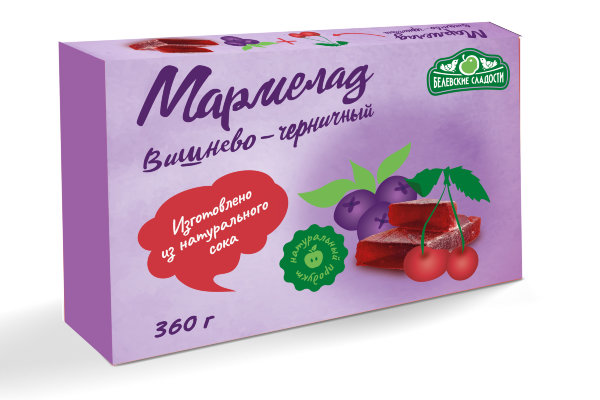 №2 Мармелад  "Вишнево-черничный" белевский 360г   в Евпатории