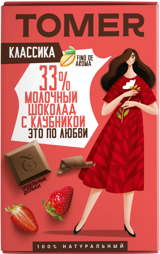  Фабрика Томер  Молочный шоколад с КЛУБНИКОЙ, 90г в Евпатории
